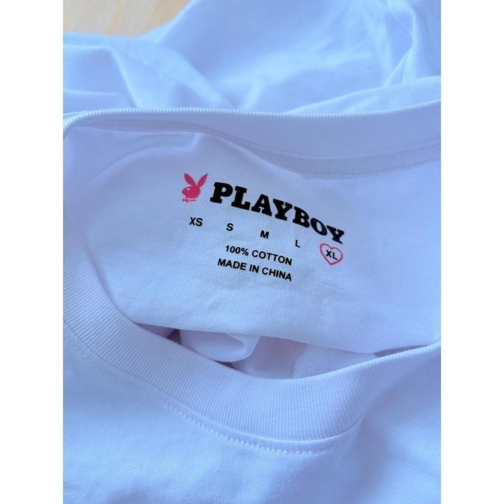 Playboy Womens Pink Rhinestone Logo Graphic T-Shirt White XL #5 - Picture 3 of 4